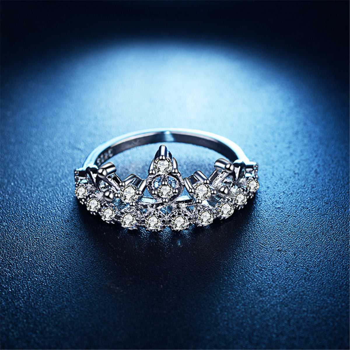 Cubic Zirconia & Silvertone Crown Ring