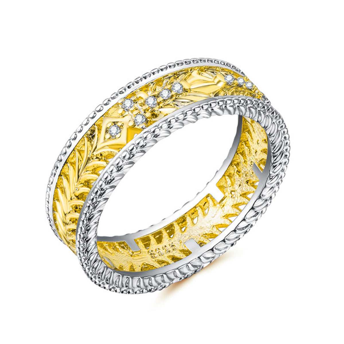 Cubic Zirconia & Two-Tone Filigree Band