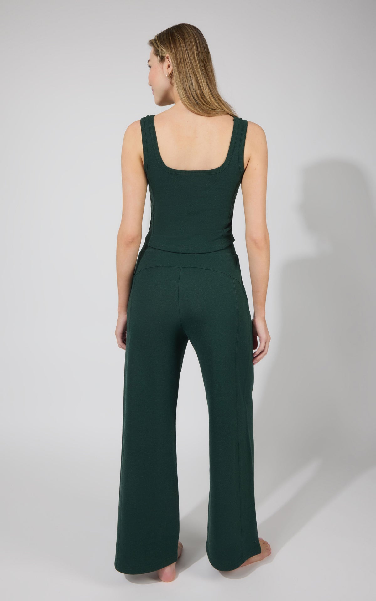 90 Degree by Reflex Terry Corset Tank & Fleece Wide Leg Pant Set