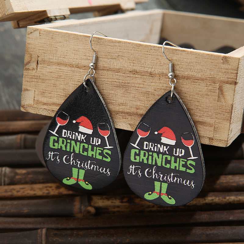 Black & Silvertone 'It's Christmas' Drop Earrings