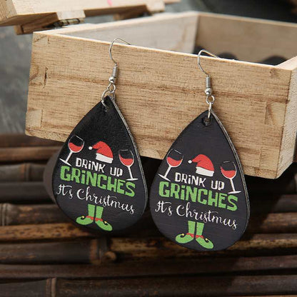 Black & Silvertone 'It's Christmas' Drop Earrings