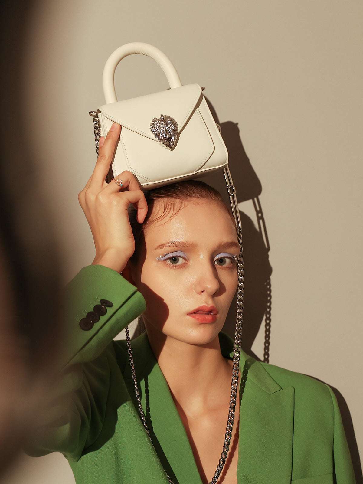 Avant Garde Silver Chain Strap Leather Satchel