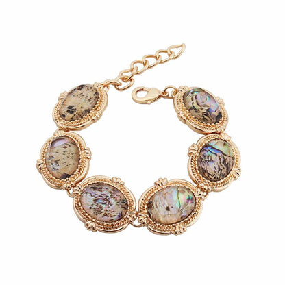 Abalone Shell & Goldtone Oval Station Bracelet