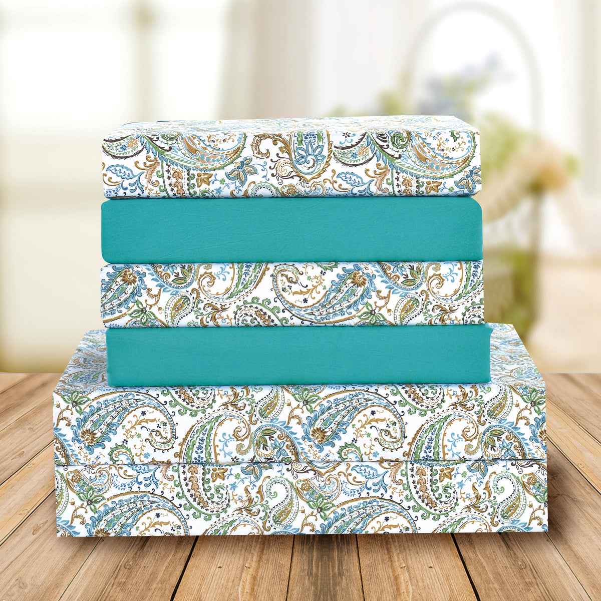 Elegant Comfort 6-Piece Paisley Printed Pattern - Soft as a Hotel Premium Quality Sheet Set