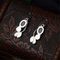 Cat's Eye & Crystal Silvertone Vine Drop Earrings