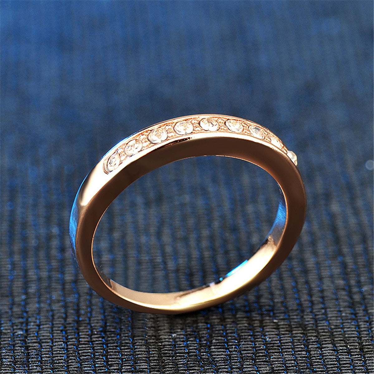 Cubic Zirconia & Rose Goldtone Band Ring