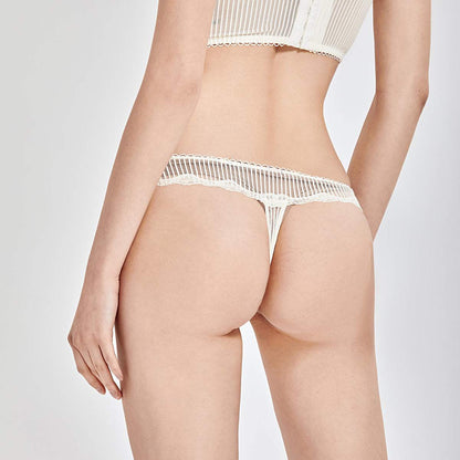 Floral Stripe Lace Low-Rise Sexy Panty