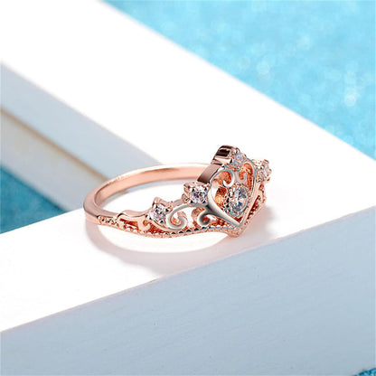 Crystal & Cubic Zirconia Rose Goldtone Crown Ring
