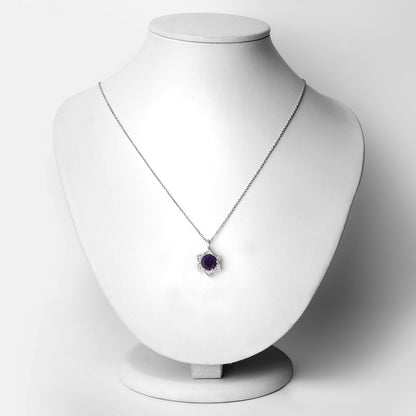 Genuine Amethyst and Lab Diamond Sterling Silver Star Necklace