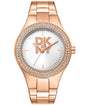 Dkny Women Watch, Rose Gold Color Case, Silver Dial, Rose Gold Color Metal Bracelet, 3 Hands, 5 Atm