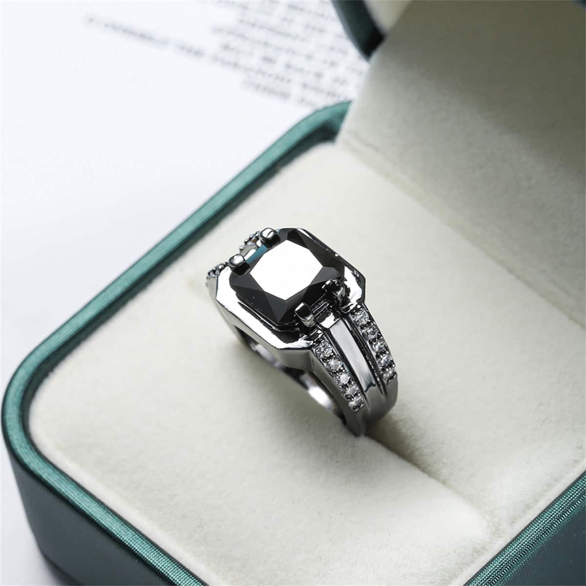 Black Crystal & Cubic Zirconia Ring