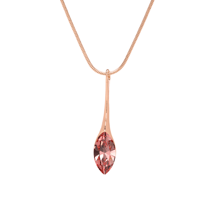 Elegant Long Rose Peach Marquis Navette Drop Necklace with Swarovski Crystals by callura