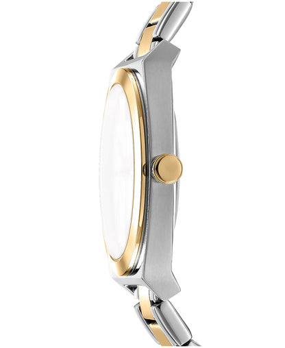 Dkny Women Watch, Two Tone Silver & Gold Color Case, Light Blue Dial, Two Tone Silver & Gold Color Metal Bracelet, 3 Hands, 5 Atm