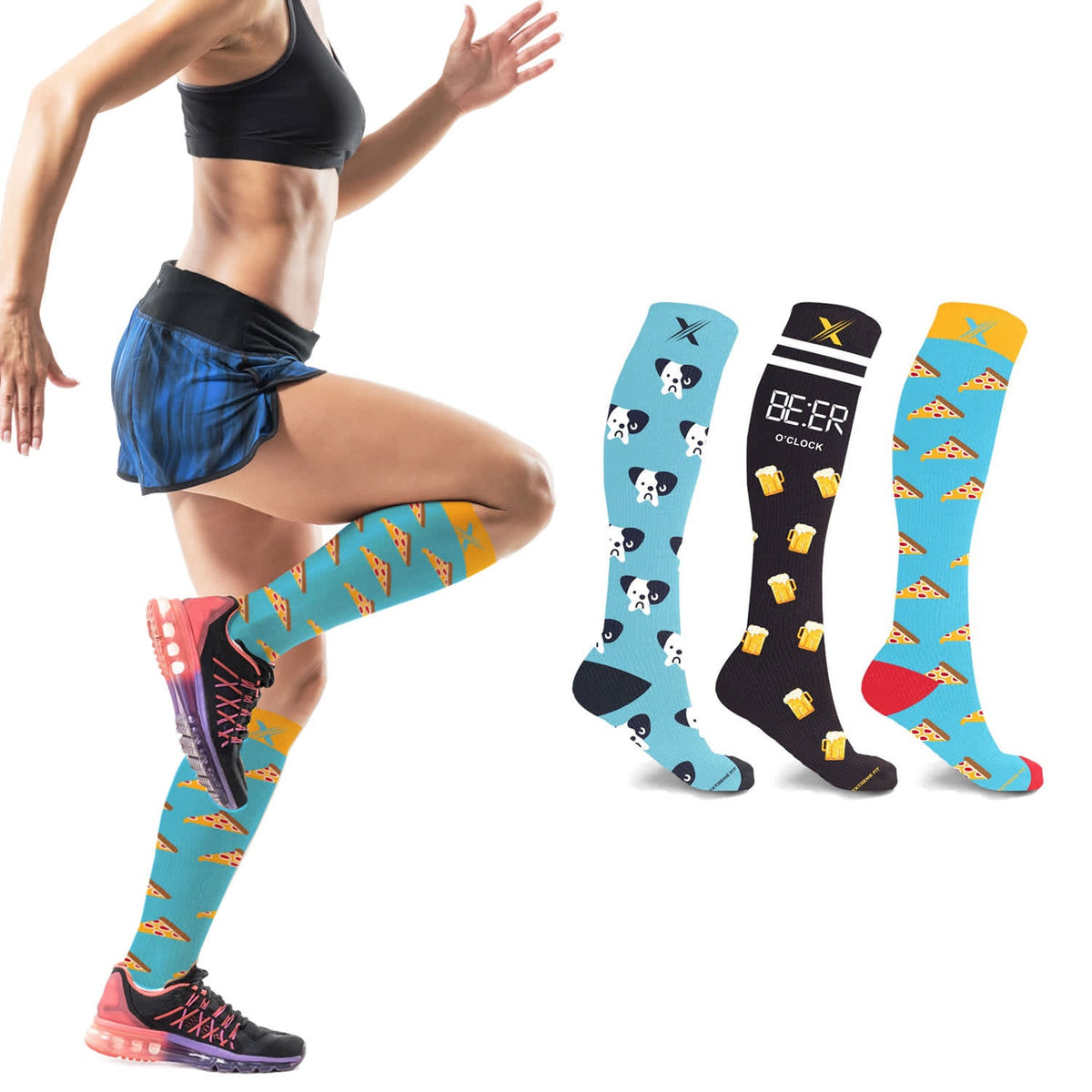 Extreme Fit 3-Pairs Unisex Fun and Expressive Compression Socks