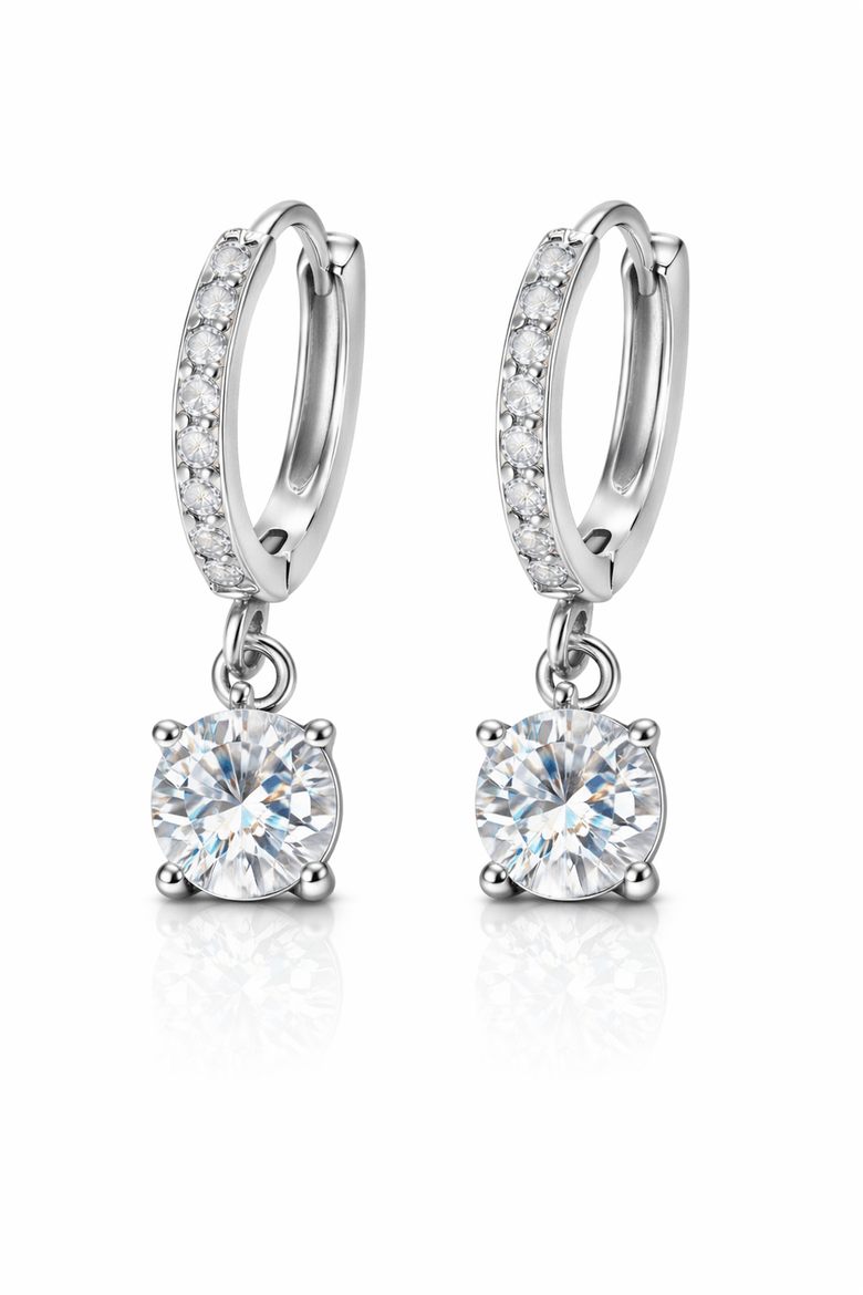 Crystal Huggie Drop Hoop Earrings