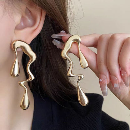 Irregular Wavy Drop Statement Earrings