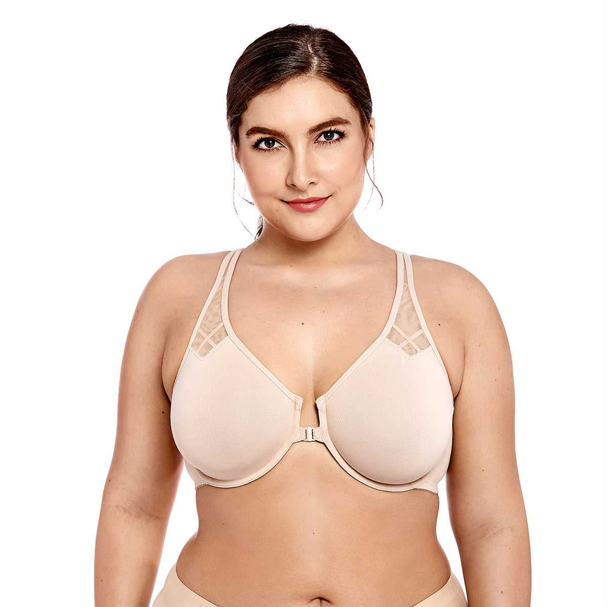 Front Closure Mesh Support Underwire Bra