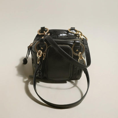 Two Way Shiny Wrinkled Leather Shoulder Bag