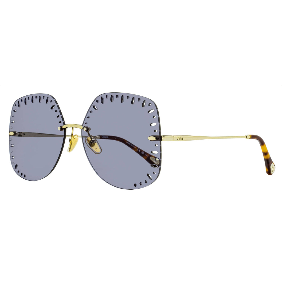 Chloe Perforated Lens Sunglasses CH0111S 001 Gold/Havana 63mm