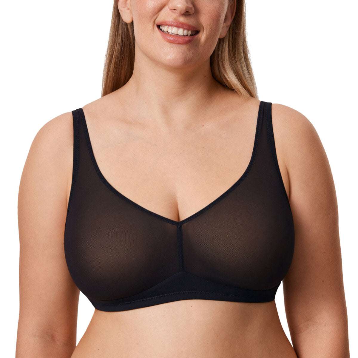 Cosnufy Sheer Mesh Wireless Full Coverage Unlined Bra