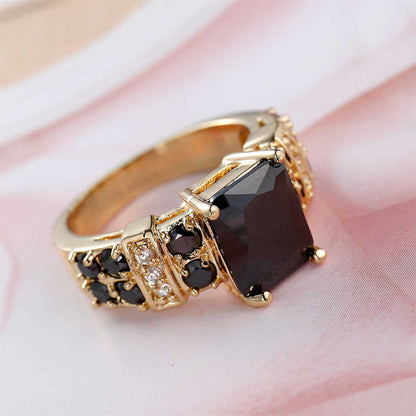 Black Crystal & Cubic Zirconia Goldtone Multi-Row Radiant-Cut Ring