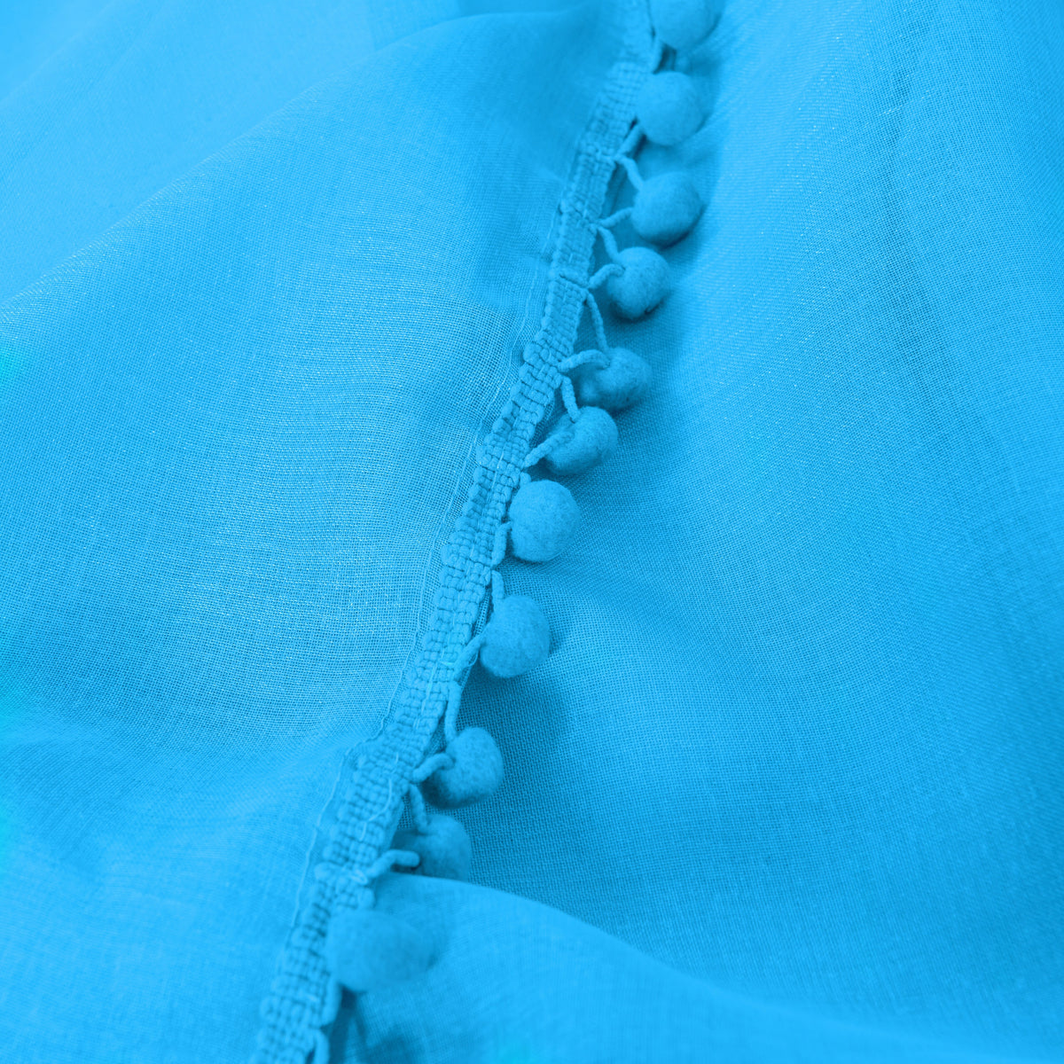 Elegant Comfort Set of 2 Pom Pom Tasseled Sheer Curtain - Rod Pocket