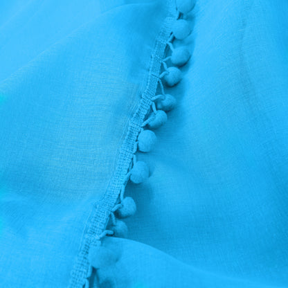 Elegant Comfort Set of 2 Pom Pom Tasseled Sheer Curtain - Rod Pocket