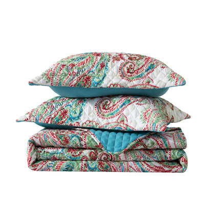 Elegant Comfort 3-Piece Paisley Quilted Reversible Bedspread Coverlet Set