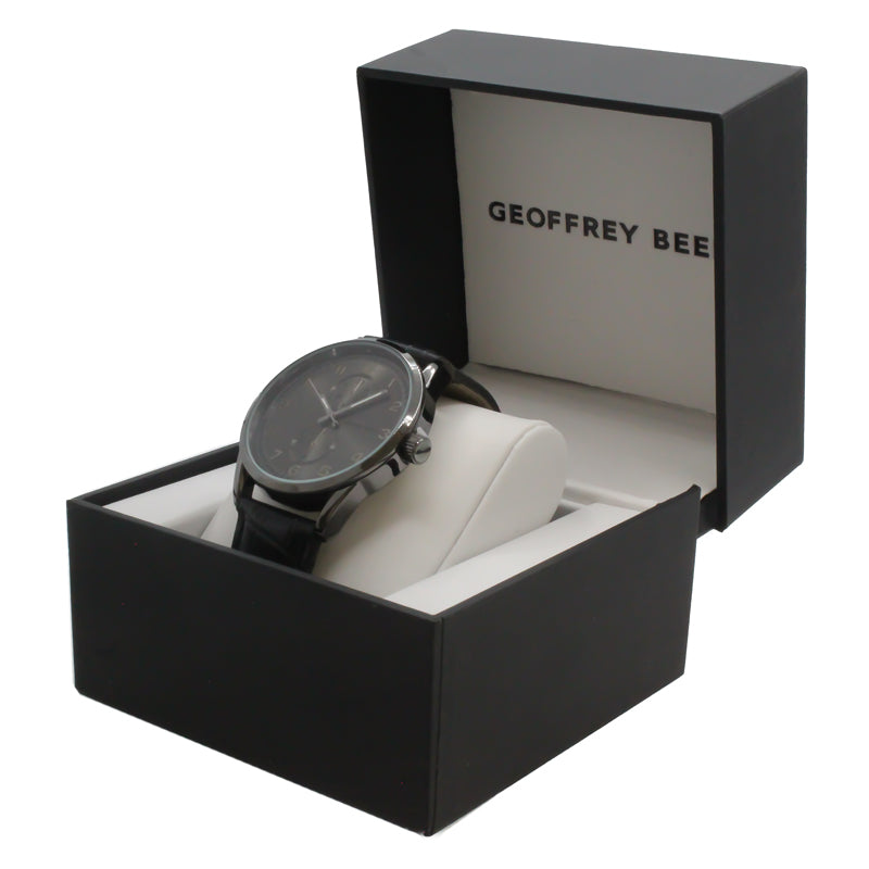 Geoffrey Beene Black Leather Strap Men's Watch GB8065GUBK