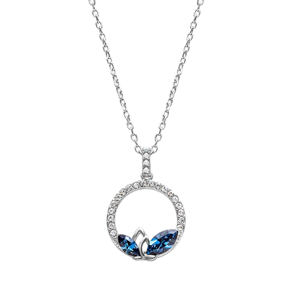 Elegant Dual Marquis Pavé Pendant Necklace – Embellished with Swarovski Crystals