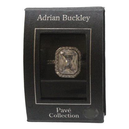 Adrian Buckley Pave Collection Silver Square Crystal Ring CZR392M (M)