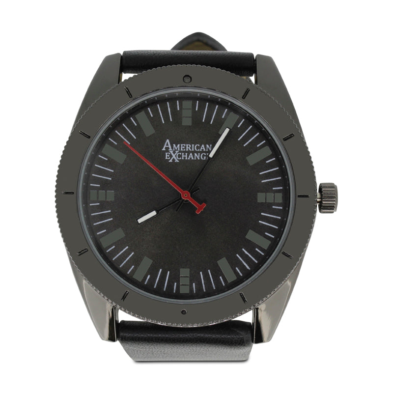 American Exchange Black Mens Watch With Bracelets Set 5218