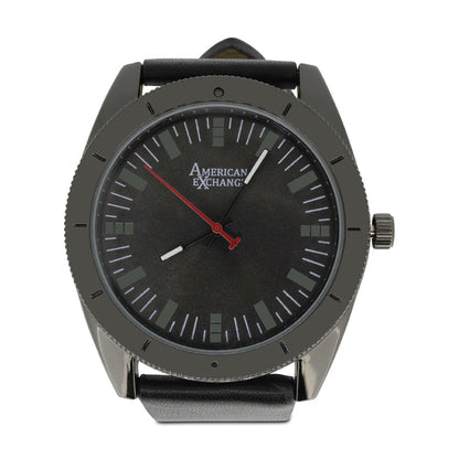 American Exchange Black Mens Watch With Bracelets Set 5218
