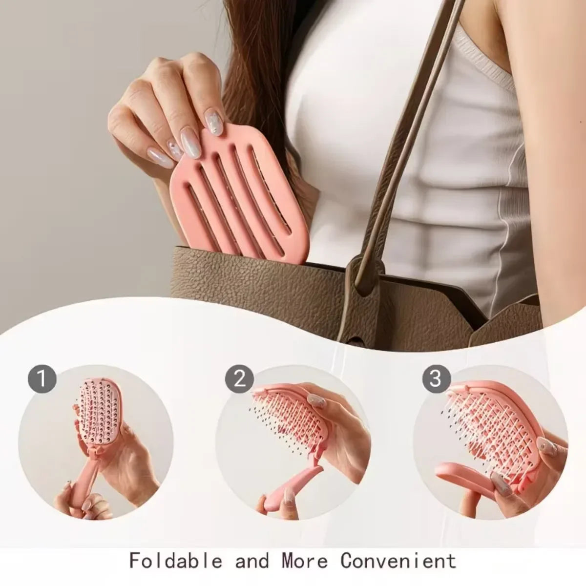 Foldable Self-Clean Detangler Brush