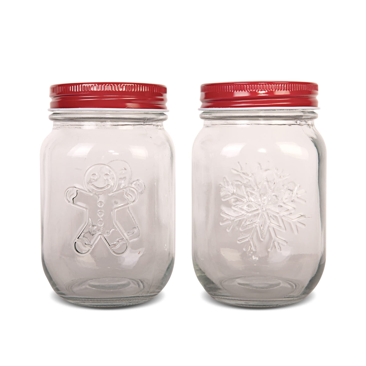 Art+Cook 2 Pack Embossed Holiday Mason Jars