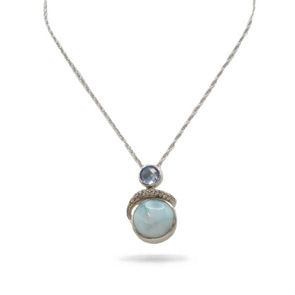 Larimar Stone Sapphire Sterling Silver Como Necklace By Marahlago