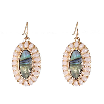 Abalone Shell & Resin Goldtone Oval Drop Earrings