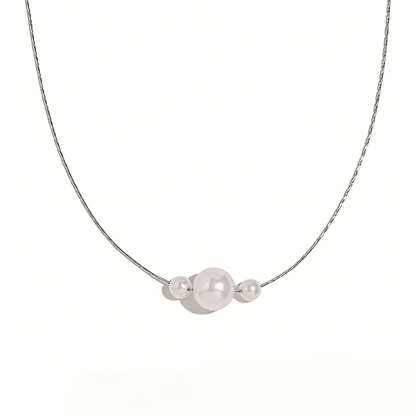 Dainty 3 Pearl Snake Chain Necklace for Women