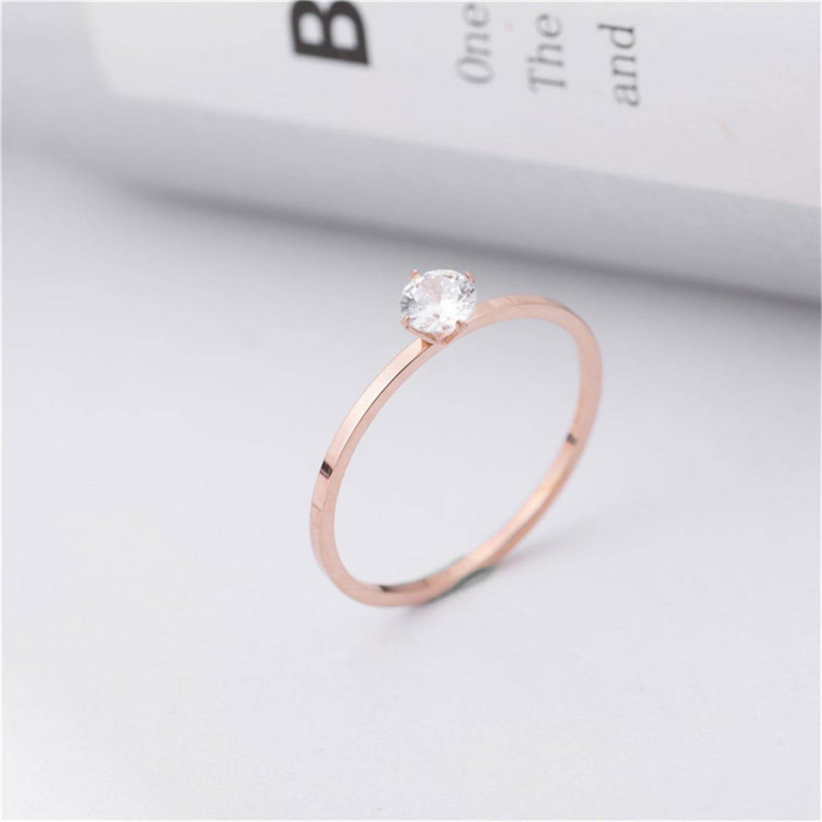 Cubic Zirconia & Rose Goldtone Cocktail Ring