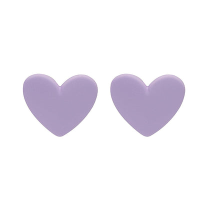Purple Acrylic Heart Stud Earrings