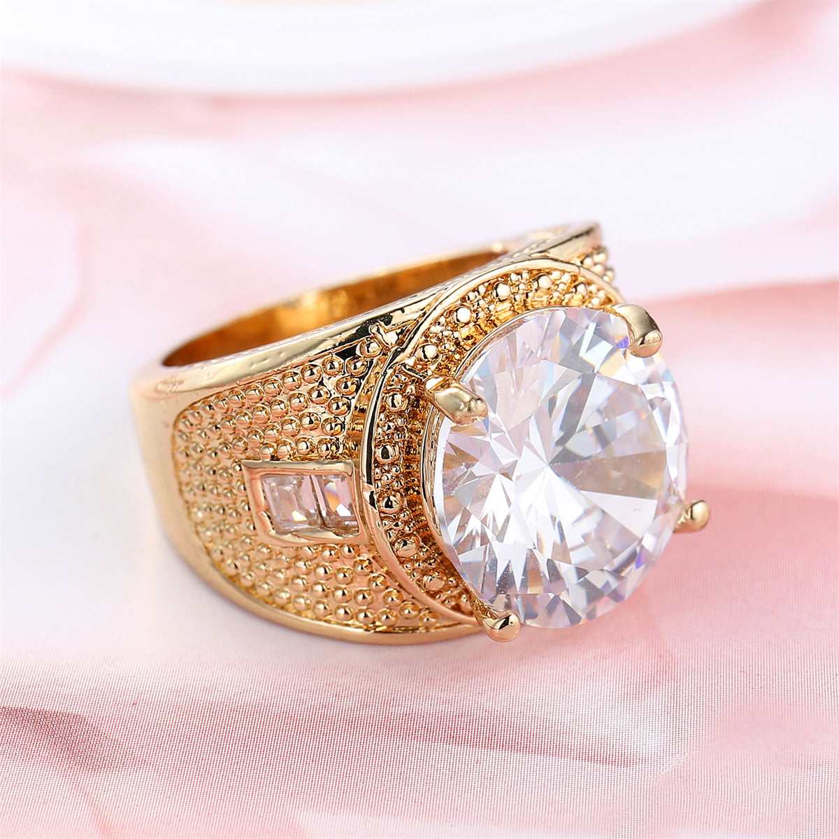 Crystal & Goldtone Wide Ring