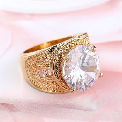 Crystal & Goldtone Wide Ring