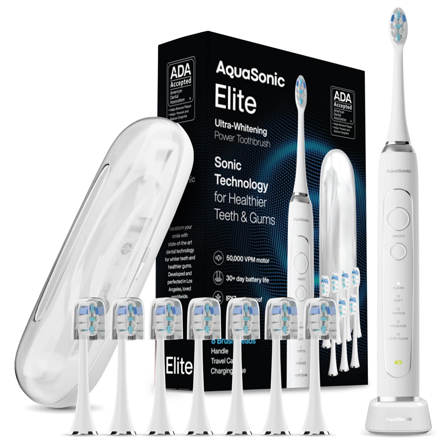 AquaSonic Elite - Ultra-Whitening Rechargeable Toothbrush