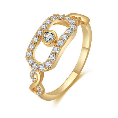 Cubic Zirconia & Goldtone Eye Ring