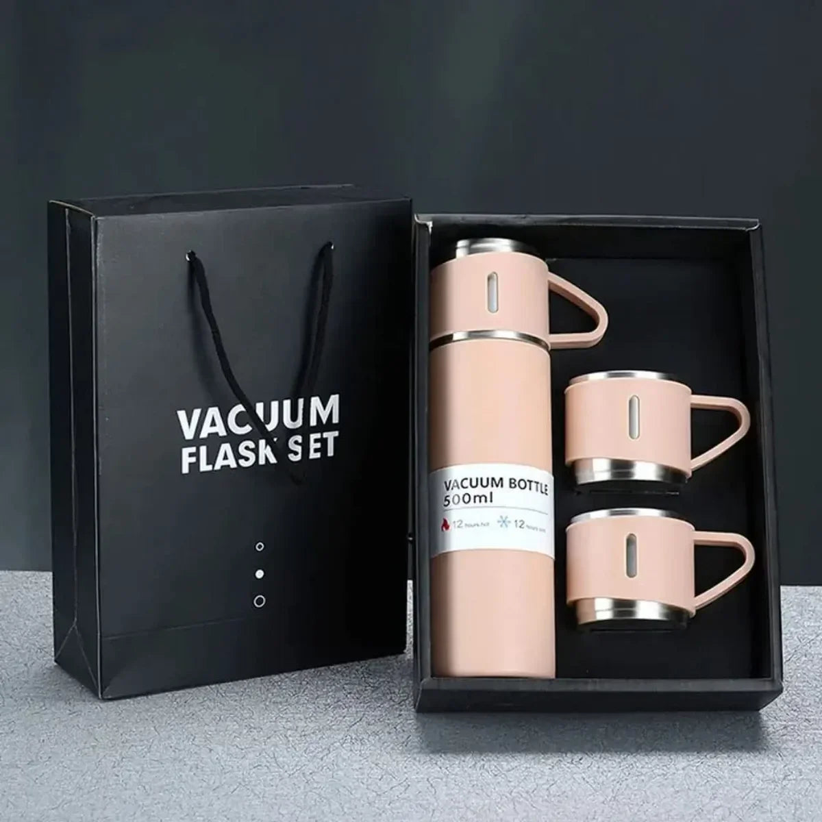500ml Vacuum Insulated Stainless Steel Thermos with 3 Lids