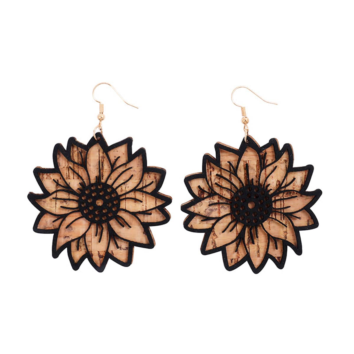 Black Acrylic & Polystyrene Goldtone Lotus Drop Earrings