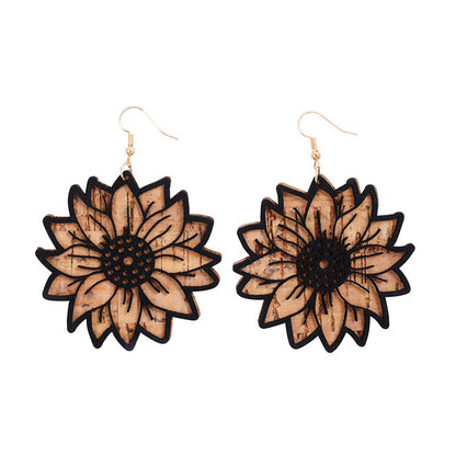 Black Acrylic & Polystyrene Goldtone Lotus Drop Earrings