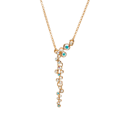 Gold Ab Swarovski Crystal Necklace – Aurora Borealis Clustered Pendant With Swarovski Crystals