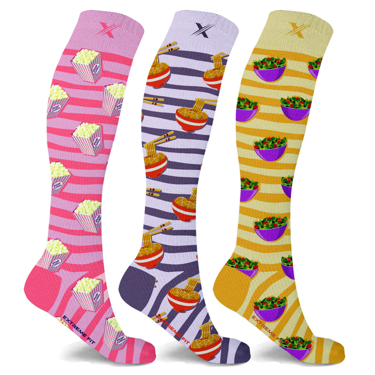 Extreme Fit 3-Pairs Food Love Knee High Compression Socks