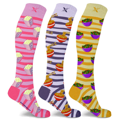 Extreme Fit 3-Pairs Food Love Knee High Compression Socks